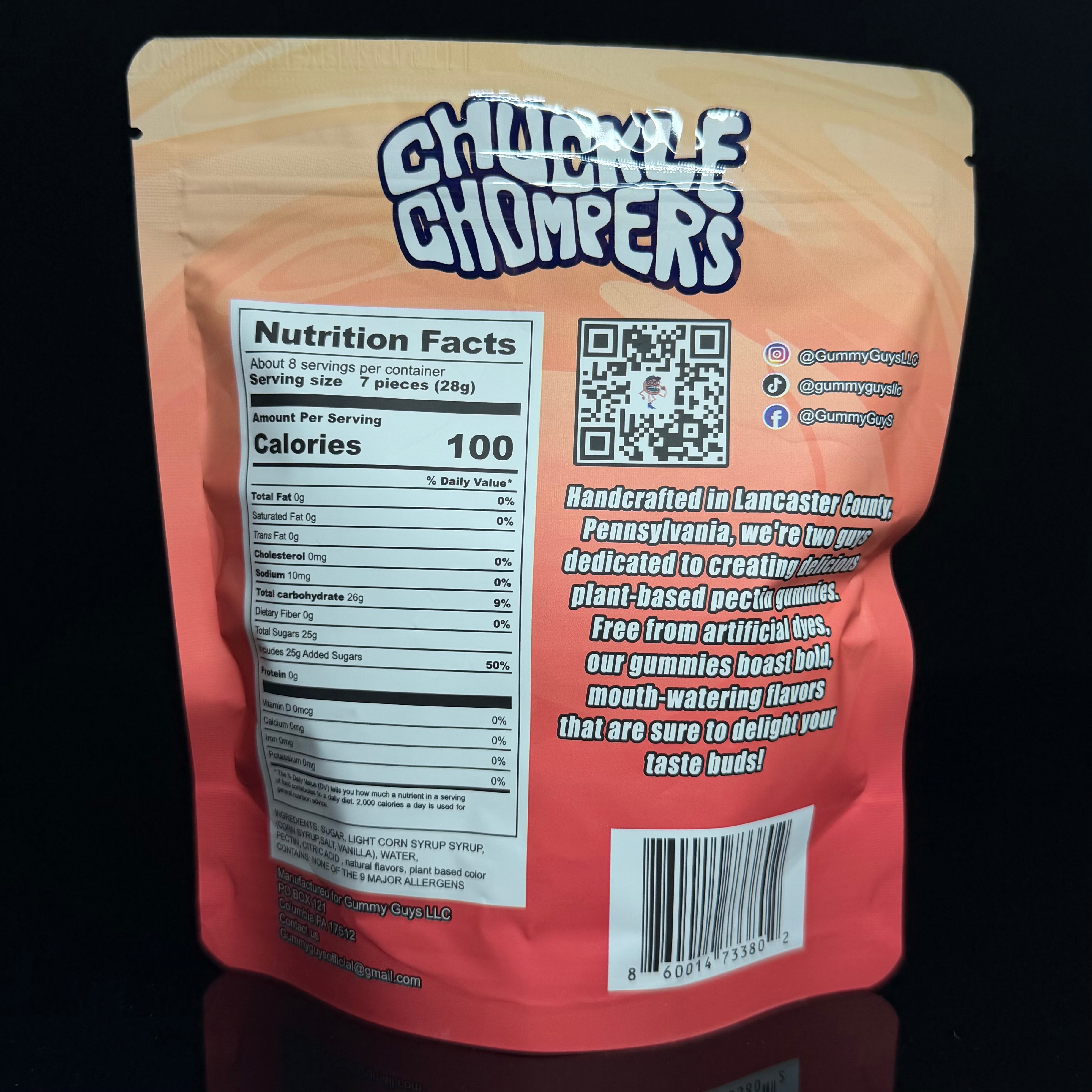 Sour Peach Chuckle Chompers - 1 Pack (Over 50+ Handcrafted Gummies)