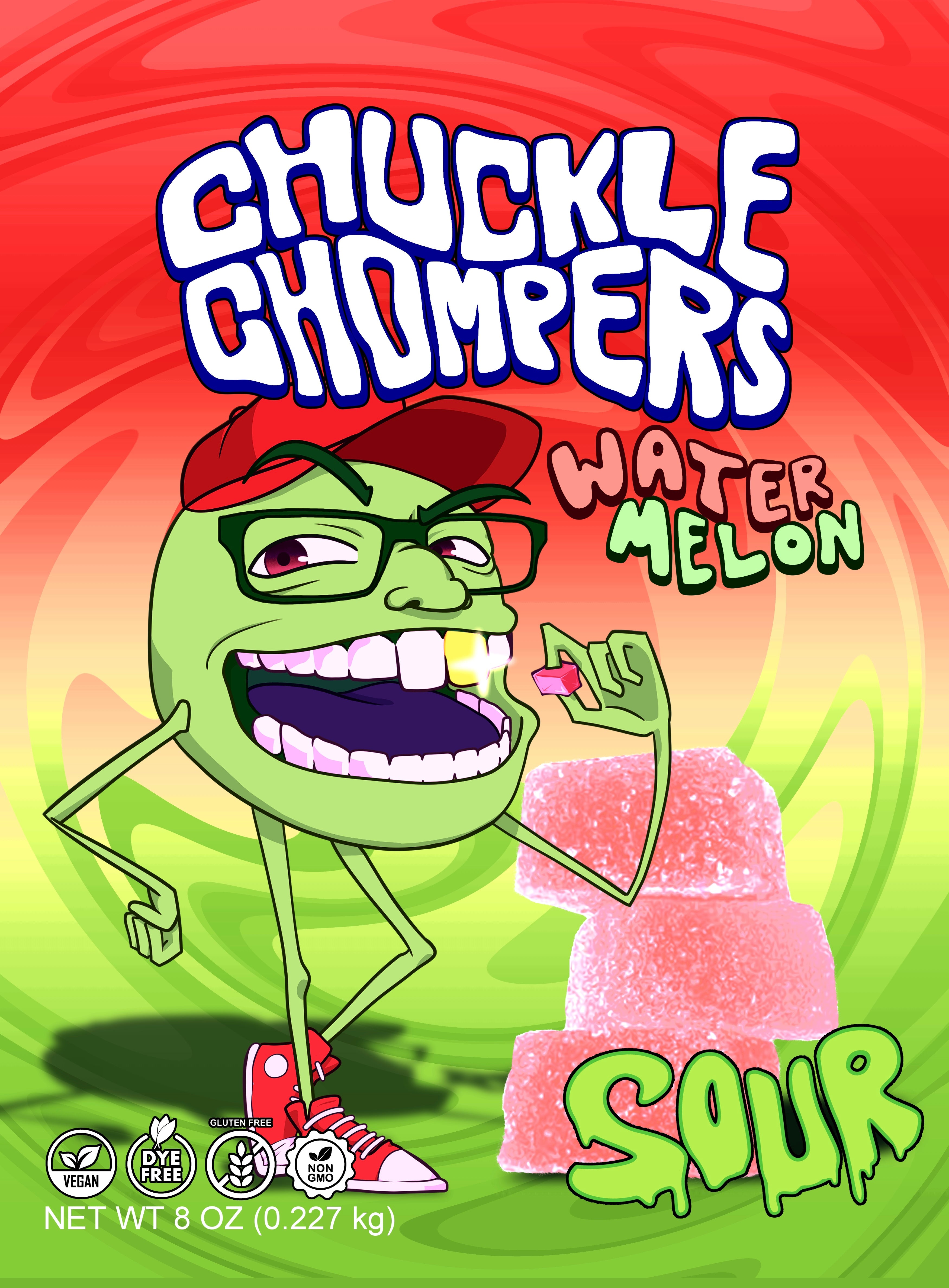 Watermelon Flavor Vegan Chuckle Chompers – Plant-Based, Full of Fun, Releasing Soon!