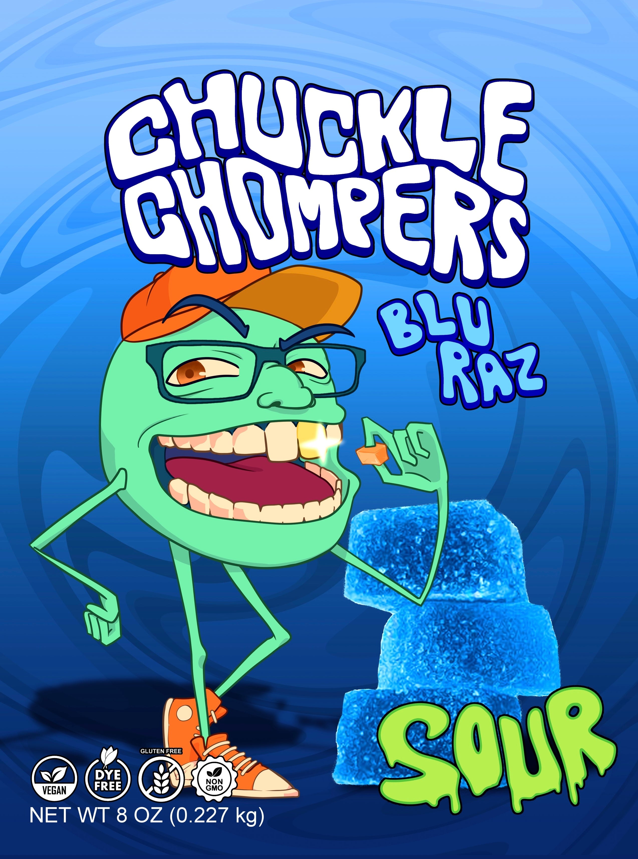 Blue Raspberry Flavor Vegan Chuckle Chompers – Plant-Based, Full of Fun, Releasing Soon!