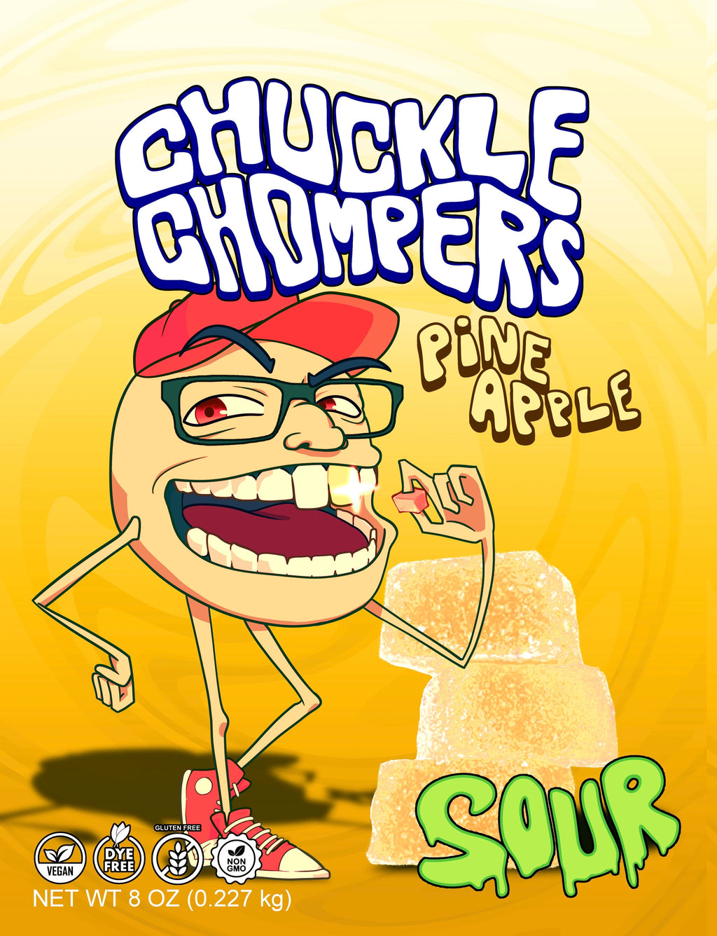 Tropical Pineapple Sour Chuckle Chompers - 1 Pack (Over 50+ Handcrafted Gummies)