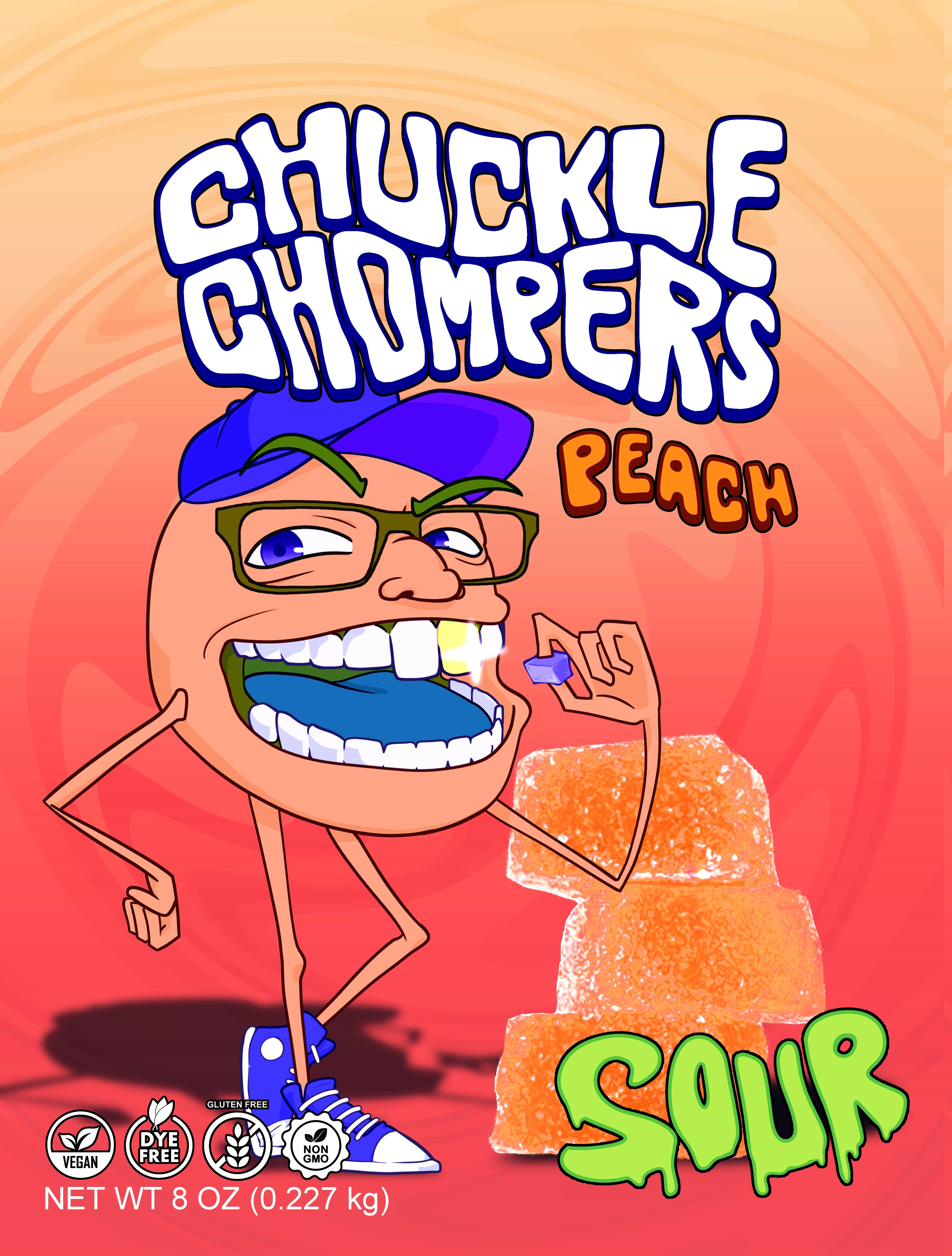 Peach Flavor Vegan Chuckle Chompers – Plant-Based, Full of Fun, Releasing Soon!