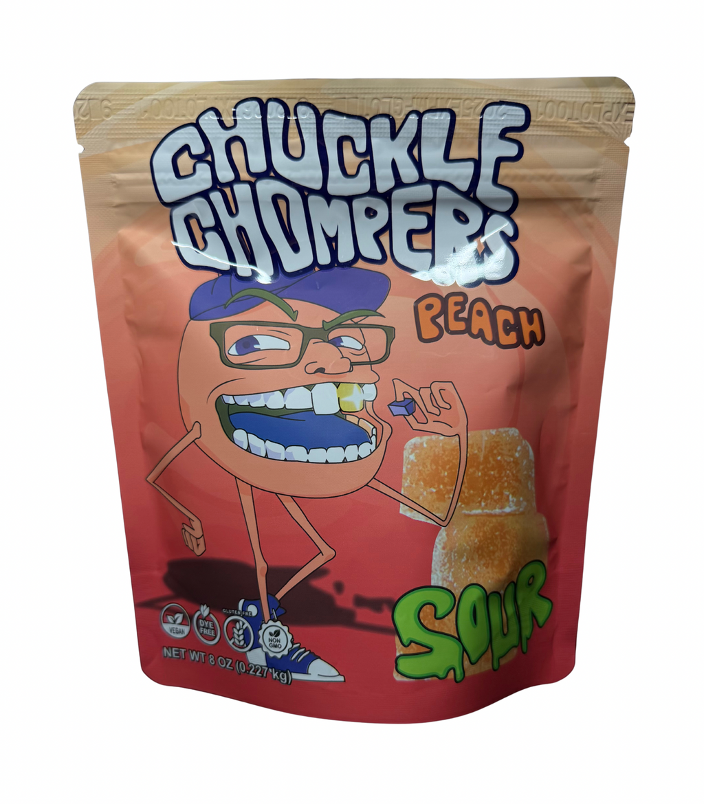 Sour Peach Gummies (8 oz Bag / Half-Pound, ~50 Gummies)  – No Artificial Dyes, Vegan, Plant-Based, All-Natural Flavor | Chuckle Chompers by Gummy Guys
